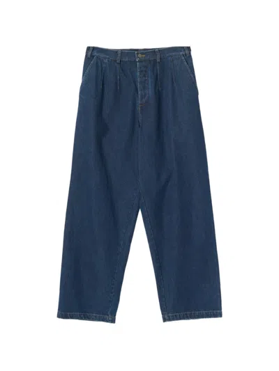 Universal Works Dutch Pleated Loose-fit Jeans In Blue