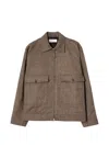 Universal Works E130 Herringbone Jacket In Brown
