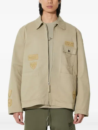 Universal Works Embroidered-patches Collared Jacket In Neutral