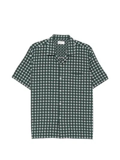 Universal Works Embroidered-detail Short-sleeve Shirt In Green