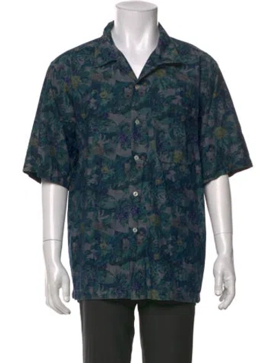 Pre-owned Universal Works Floral Print Short Sleeve Shirt In Blue