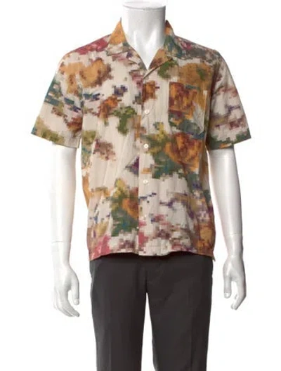 Pre-owned Universal Works Floral Print Short Sleeve Shirt In Neutral