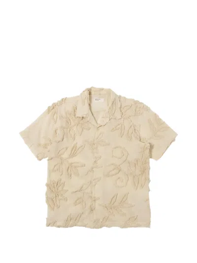 Universal Works Floral-embroidered Short-sleeve Shirt In Neutral