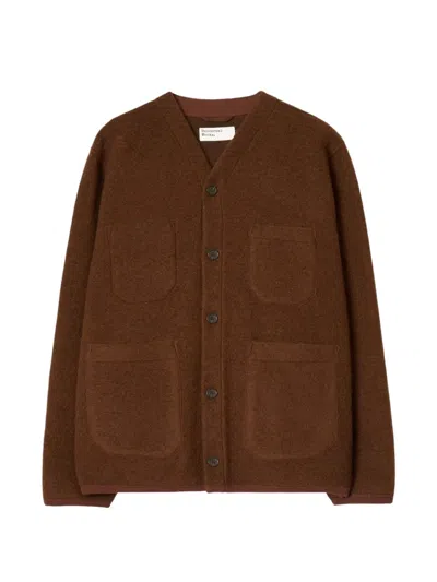 Universal Works Four-pocket V-neck Cardigan In Brown