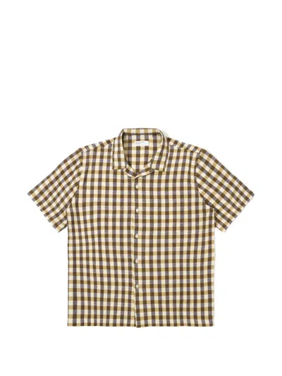 Universal Works Gingham-check Short-sleeve Shirt In Brown