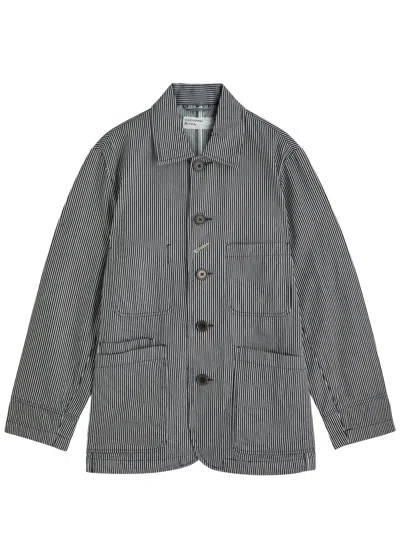 Universal Works Hickory Striped Cotton Overshirt In Green