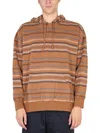 Universal Works Oversized Hoody Hikers Jacquard Brown 27609 In Burgundy