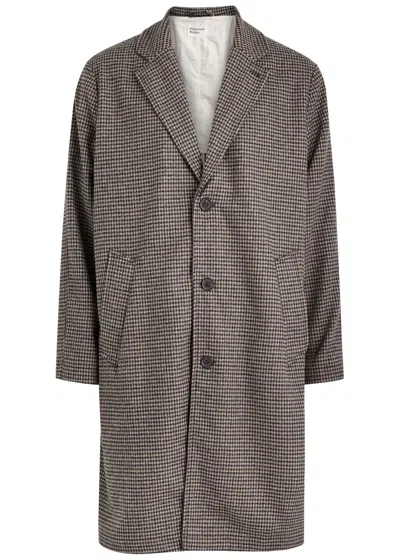 Universal Works Houndstooth-jacquard Wool-blend Coat In Brown