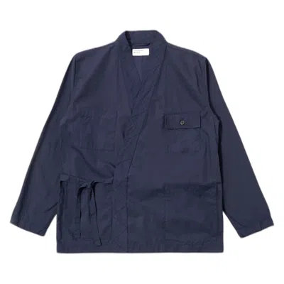 Universal Works Jacket  Osaka Work Jacket Peached Poplin - Navy In Blue