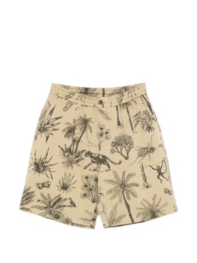 Universal Works Jungle Toile Pleated Shorts In Neutral