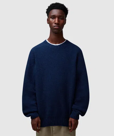 Universal Works Knit Seamless Shirt In Indigo