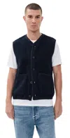 Universal Works Lancaster Fleece Gilet Navy In Blue