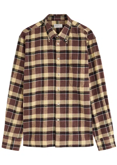 Universal Works Lazy Day Checked Brushed-cotton Shirt In Brown