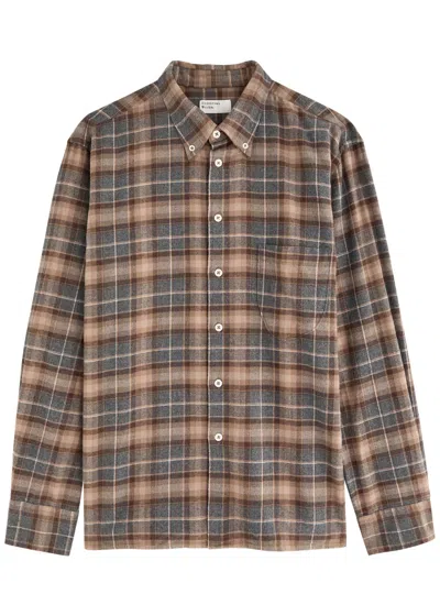 Universal Works Lazy Day Checked Brushed-cotton Shirt In Brown