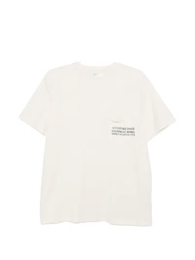 Universal Works Logo-detail Pocket T-shirt In Neutral