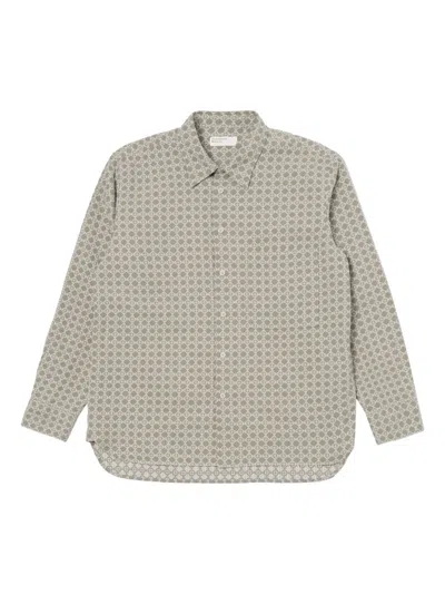 Universal Works Long-sleeve Geometric-print Shirt In Neutral
