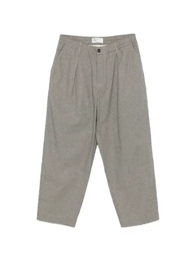 Universal Works Lucas Checked Pleat Trousers In Gray