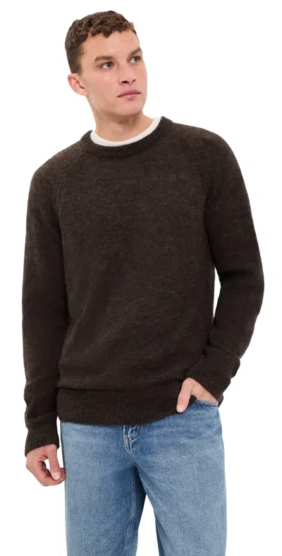 Universal Works Lyon Alpaca Knit Crew Sweater Brown