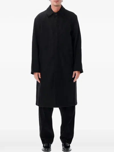 Universal Works Mac Mowbray Single-breasted Concealed-fastening Coat In Black