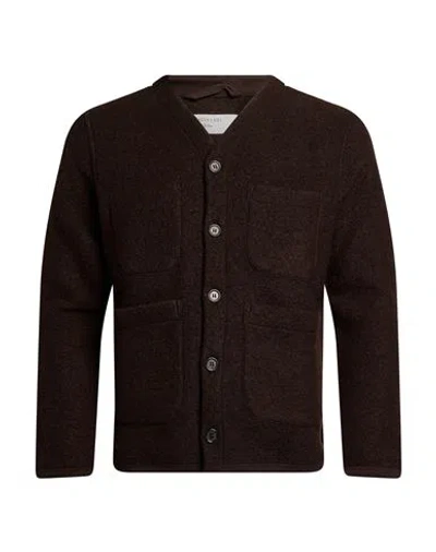 Universal Works Man Cardigan Dark Brown Size Xs Wool, Recycled Polyester