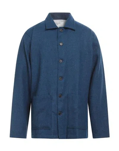 Universal Works Man Shirt Blue Size Xl Wool, Cotton