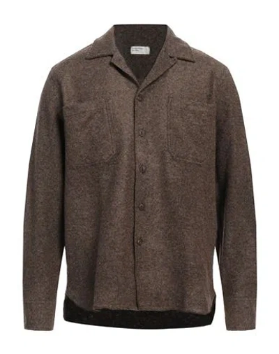 Universal Works Man Shirt Chocolate Brown Size M Acrylic, Wool, Polyester