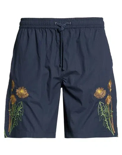 Universal Works Man Shorts & Bermuda Shorts Navy Size 32 Recycled Polyester, Cotton In Blue