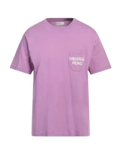 Universal Works Man T-shirt Mauve Size L Organic Cotton In Purple