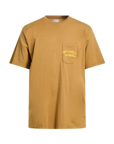 Universal Works Man T-shirt Mustard Size Xl Organic Cotton In Yellow