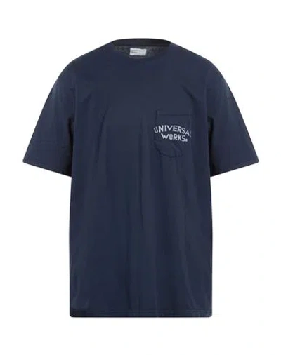 Universal Works Man T-shirt Navy Size Xl Organic Cotton In Blue