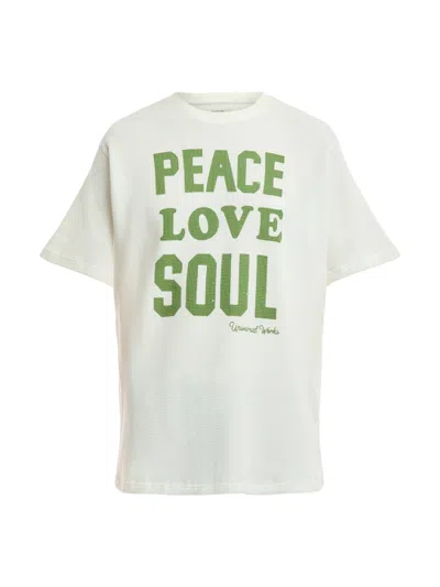 Universal Works Men's Peace Love Soul Waffle Hemp T-shirt White