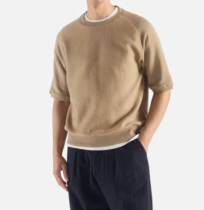 Universal Works Men's Short Sleeve Sweatshirt In Sand In Beige