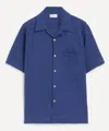 Universal Works Mens Blue Linen Camp Shirt In Purple