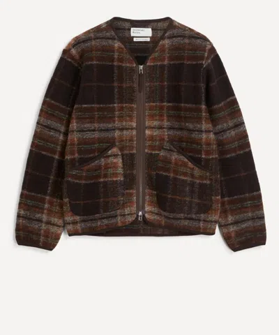 Universal Works Mens Brown Pino Wool-fleece Military Liner Jacket