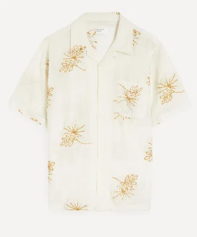 Universal Works Mens Ecru Embroidered Road Shirt In Multi