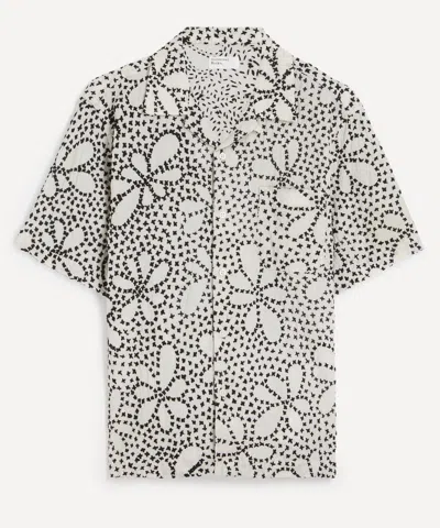 Universal Works Mens Ecru-black Kantha Flower Road Shirt In Gray