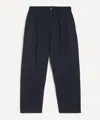 Universal Works Mens Navy Twill Double-pleat Trousers In Blue