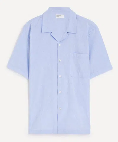 Universal Works Mens Sky Blue Sido Linen Mix Road Shirt