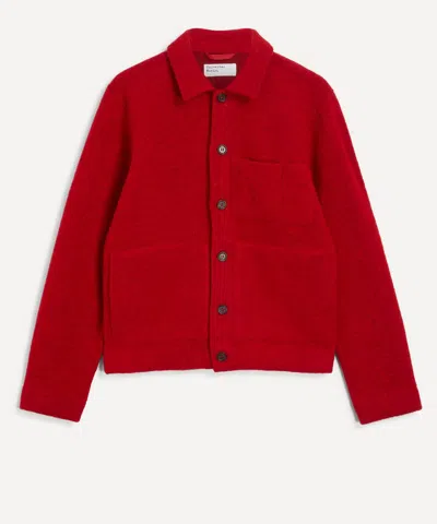 Universal Works Mens Uniform Wool-blend Fleece Jacket In Red