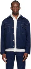 Universal Works Navy Button Denim Jacket In Indigo