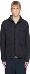 Universal Works Navy Button Jacket In Navy