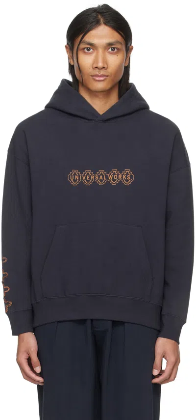 Universal Works Navy Printed Hoodie