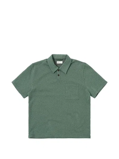 Universal Works Newlyn Patterned Short-sleeve Polo Shirt In Green