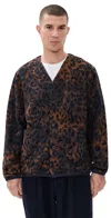 Universal Works Night Leopard Cardigan Dark Navy/brown In Multi