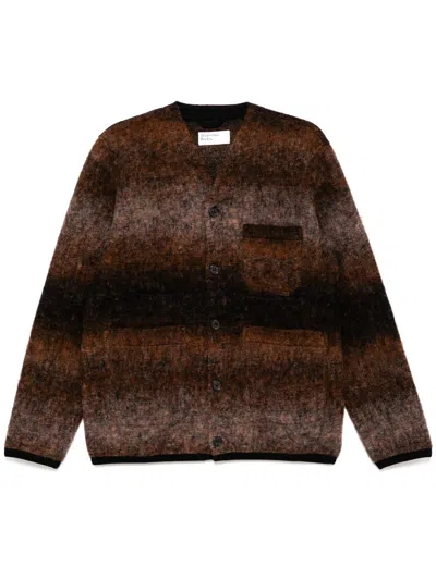 Universal Works Ombre Fleece Cardigan In Brown