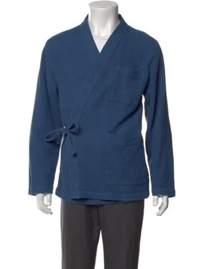 Pre-owned Universal Works Open Front Long Sleeve Cardigan In Blue