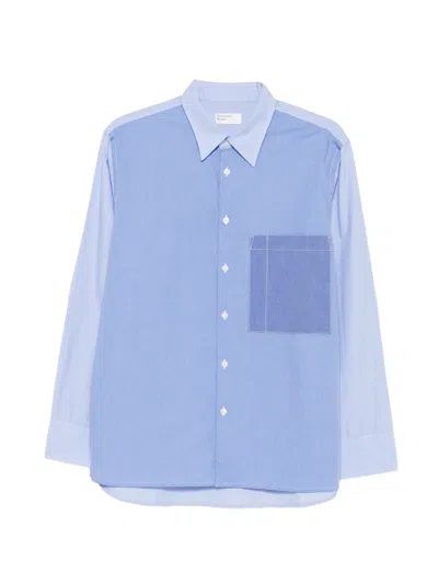 Universal Works Panelled Chest-pocket Shirt In Blue