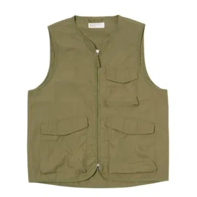 Universal Works Parachute Liner Gilet In Olive Recycled Poly Tech In Green
