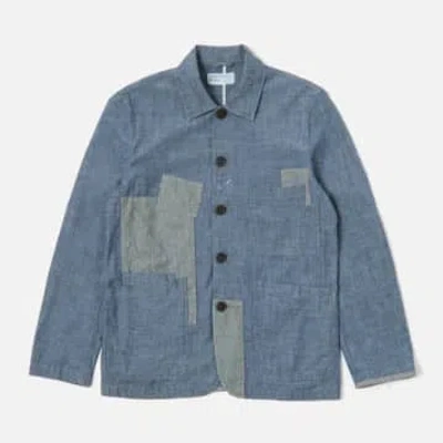 Universal Works Patched Bakers Jacket Chambray / Hickory Indigo In Blue