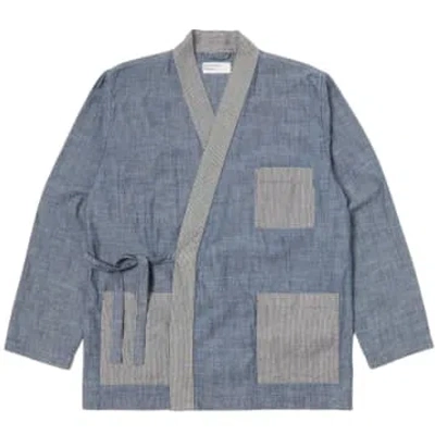 Universal Works Patched Kyoto Work Jacket In Indigo In Gray